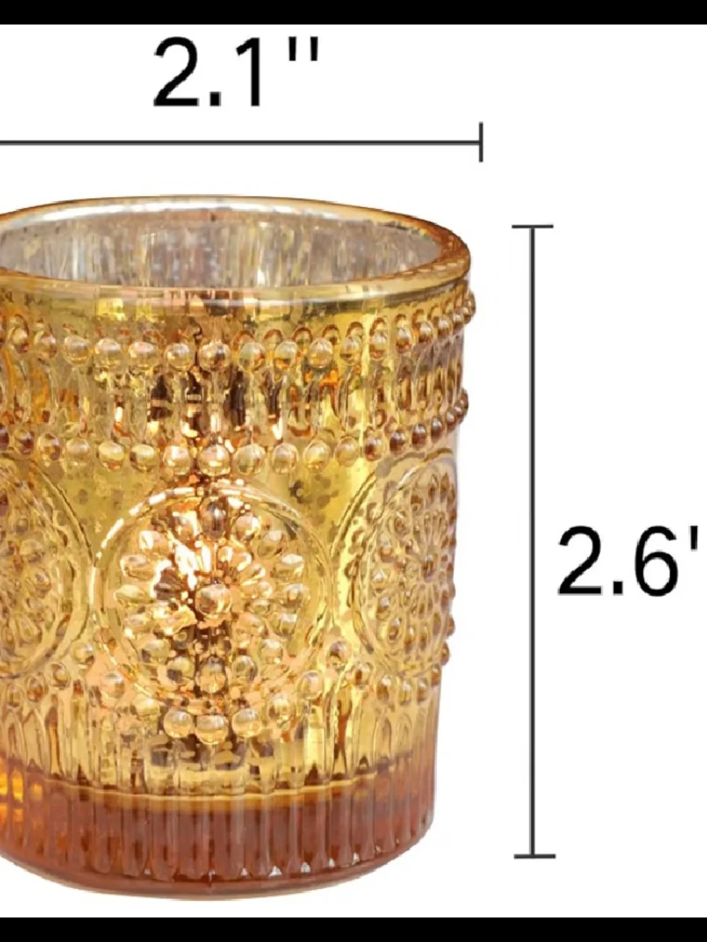 Gold Mercury Glass Votive Candle Holders - Set of 6